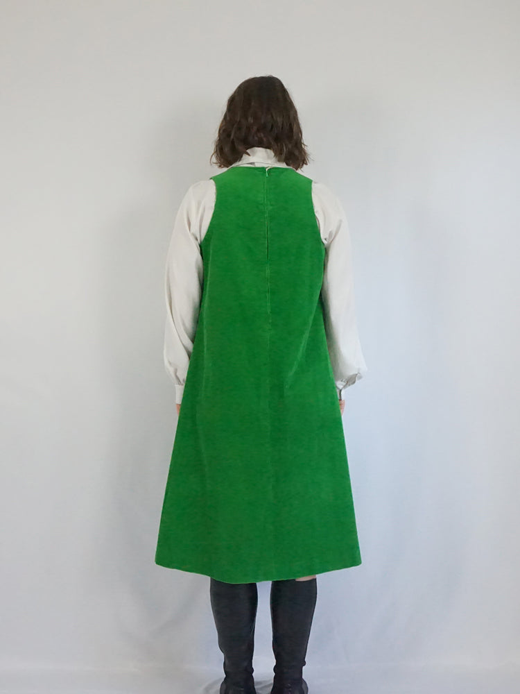 Green Corduroy Dress - M