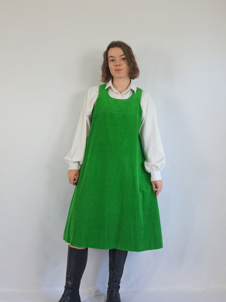 Green Corduroy Dress - M