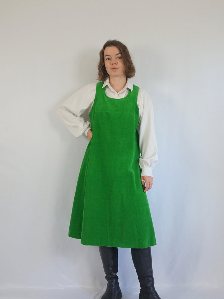 Green Corduroy Dress - M