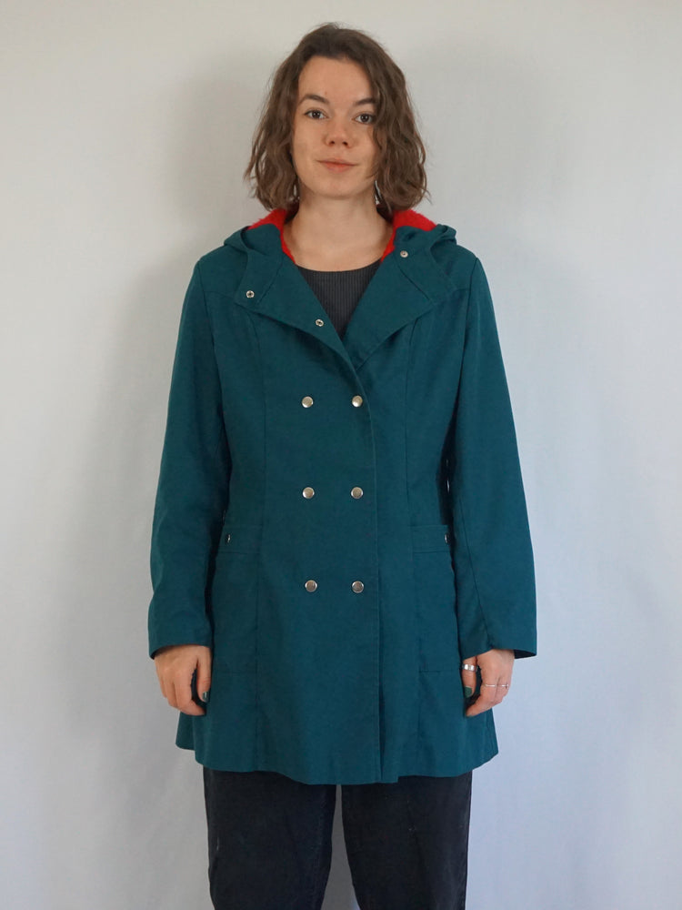 Teal Hooded Mac - M