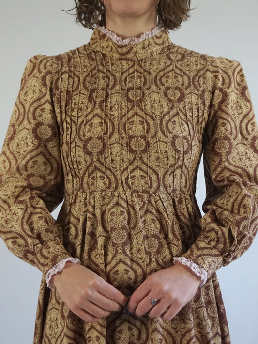 Laura Ashley Brown Patterned Maxi Dress - S
