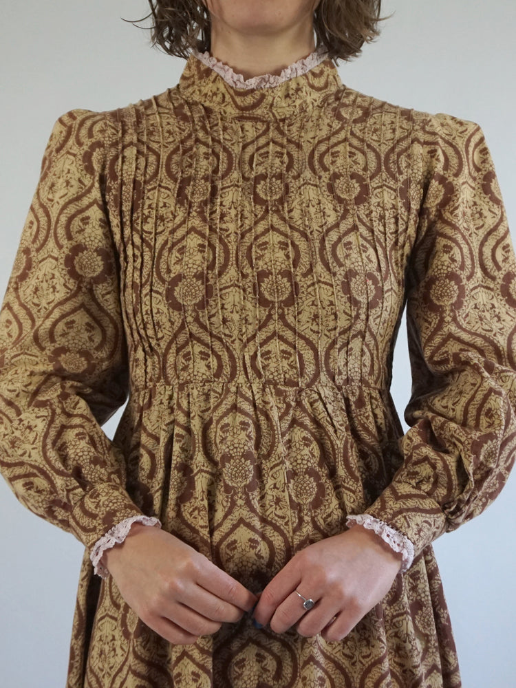 Laura Ashley Brown Patterned Maxi Dress - S