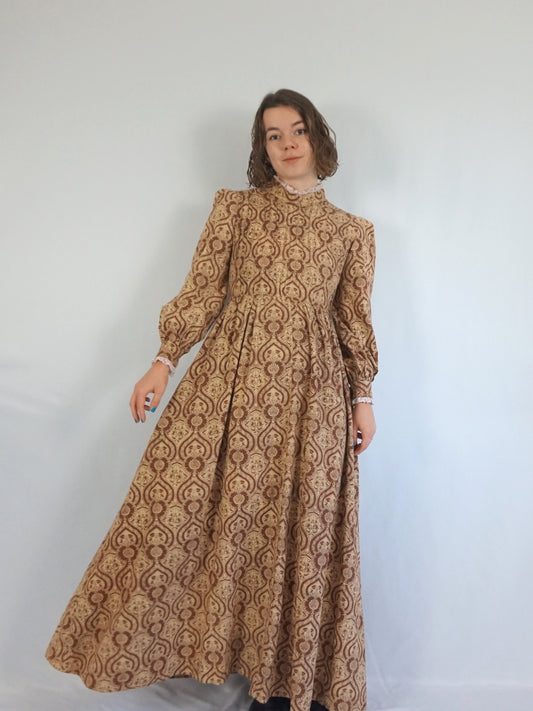 Laura Ashley Brown Patterned Maxi Dress - S