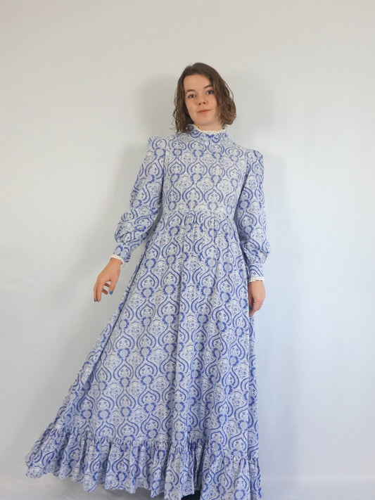 Laura Ashley Blue Patterned Maxi Dress - S