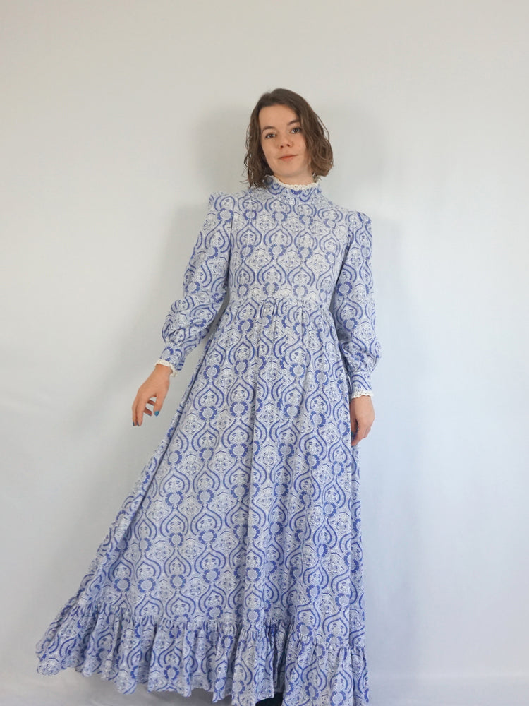 Laura Ashley Blue Patterned Maxi Dress - S