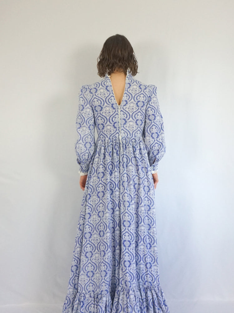 Laura Ashley Blue Patterned Maxi Dress - S