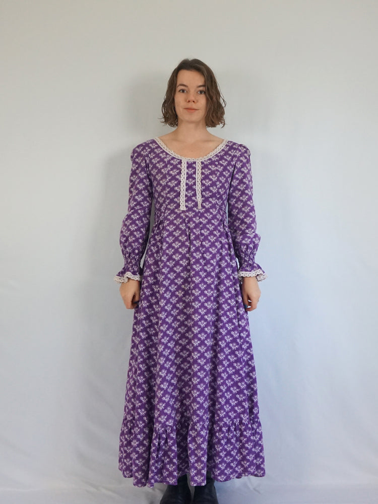 Laura Ashley Purple Puff Sleeve Maxi Dress - S
