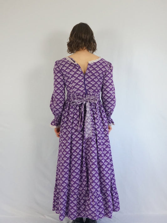Laura Ashley Purple Puff Sleeve Maxi Dress - S