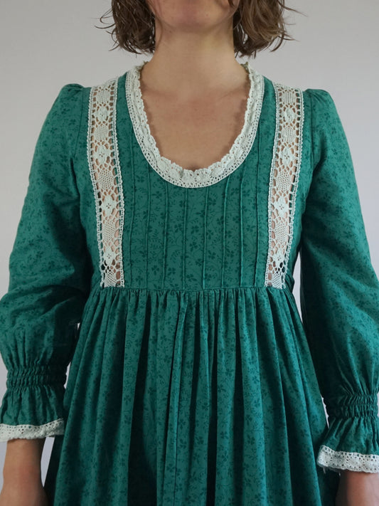 Laura Ashley Dark Green Floral Maxi Dress - S