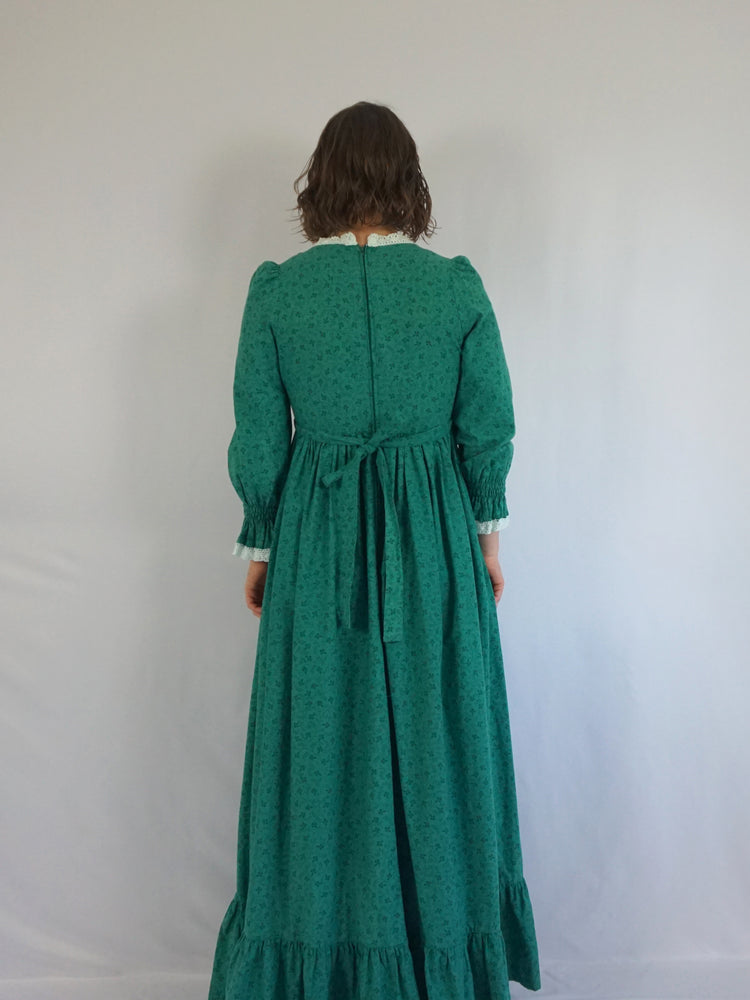 Laura Ashley Dark Green Floral Maxi Dress - S