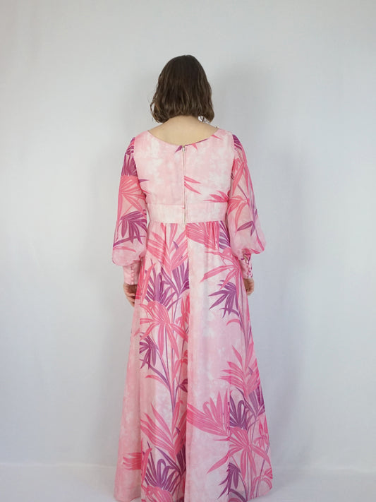 Palm Print Maxi Dress - M