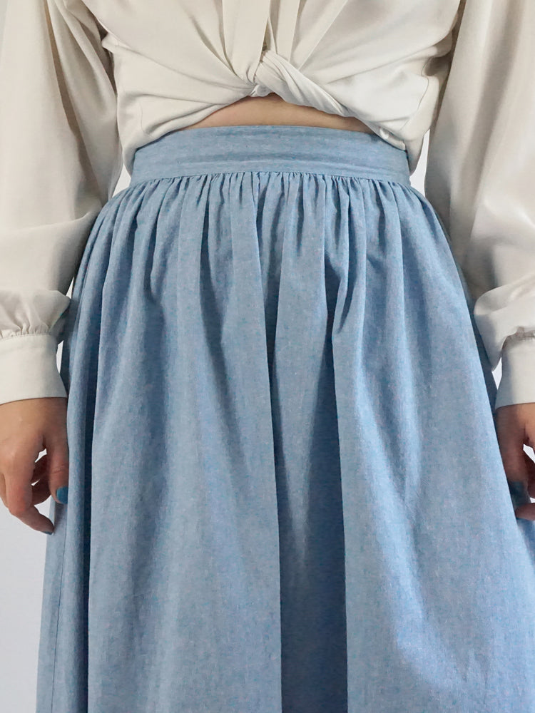 Laura Ashley Blue Cotton Skirt - 26"
