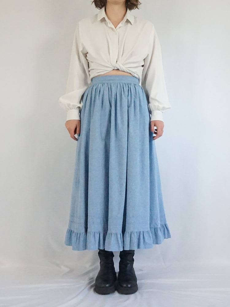 Laura Ashley Blue Cotton Skirt - 26"