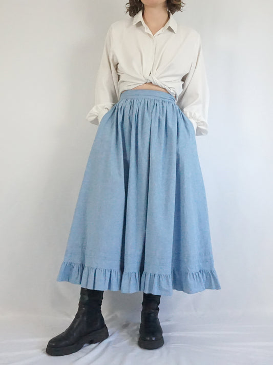 Laura Ashley Blue Cotton Skirt - 26"