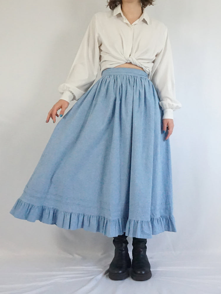 Laura Ashley Blue Cotton Skirt - 26"