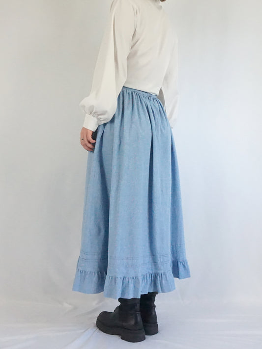 Laura Ashley Blue Cotton Skirt - 26"