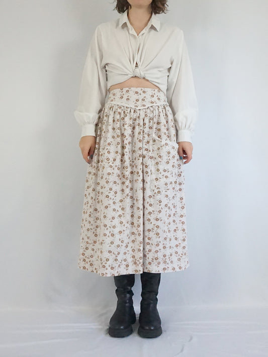Laura Ashley Brown Floral Skirt - 27"