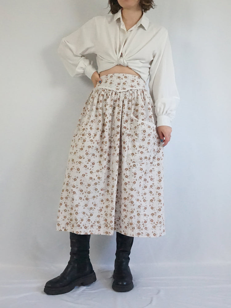 Laura Ashley Brown Floral Skirt - 27"