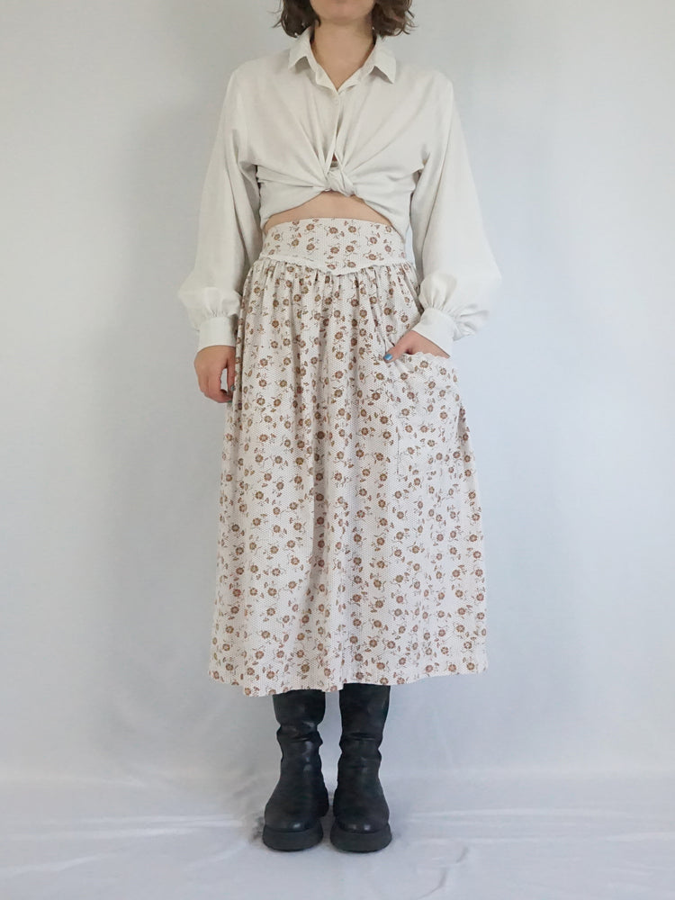 Laura Ashley Brown Floral Skirt - 27"