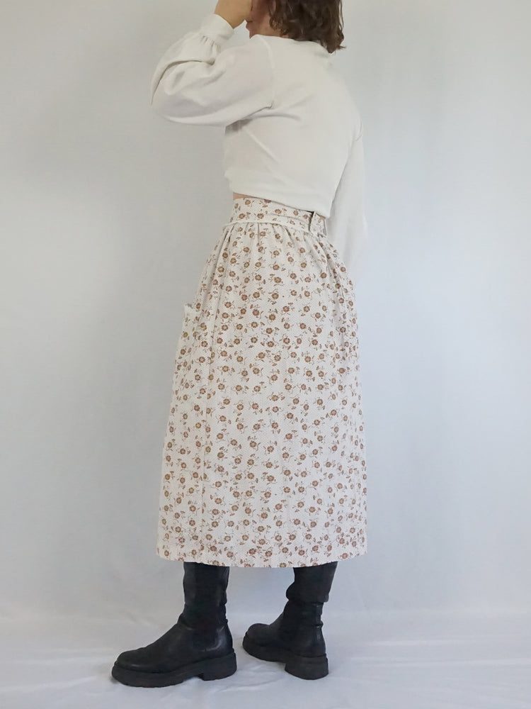 Laura Ashley Brown Floral Skirt - 27"