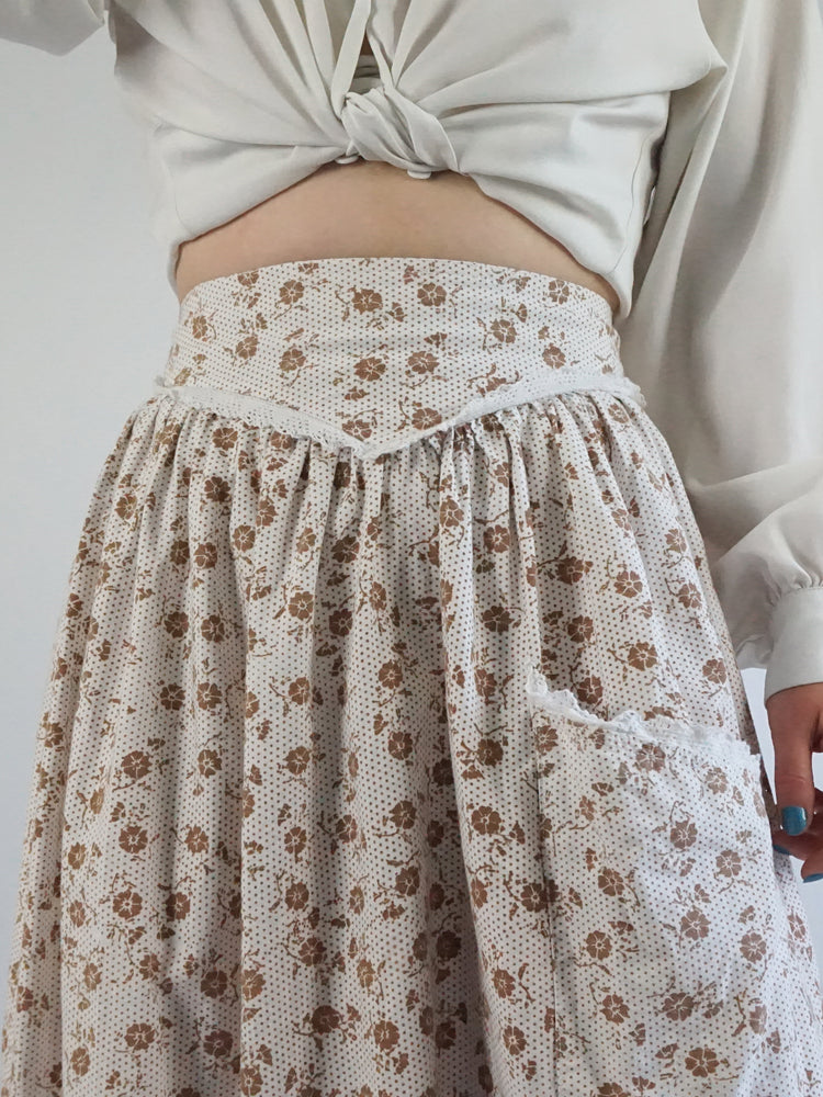 Laura Ashley Brown Floral Skirt - 27"