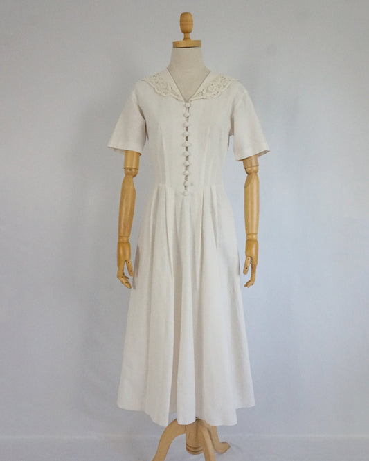 Laura Ashley Sailor Collar Linen Dress - XS