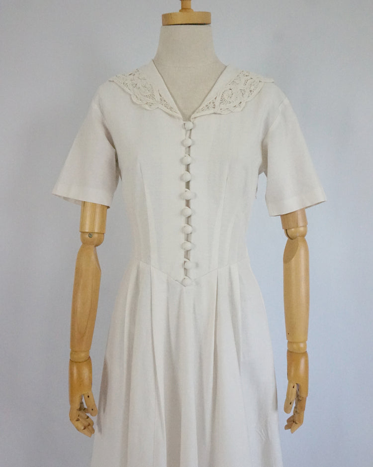 Laura Ashley Sailor Collar Linen Dress - XS