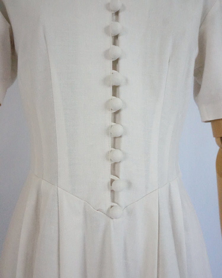 Laura Ashley Sailor Collar Linen Dress - XS
