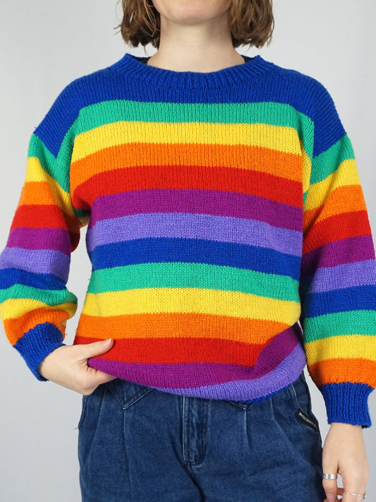 Rainbow Striped Jumper - M