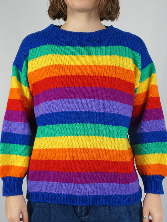 Rainbow Striped Jumper - M