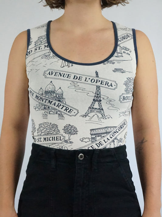 Paris Themed Vest Top - S