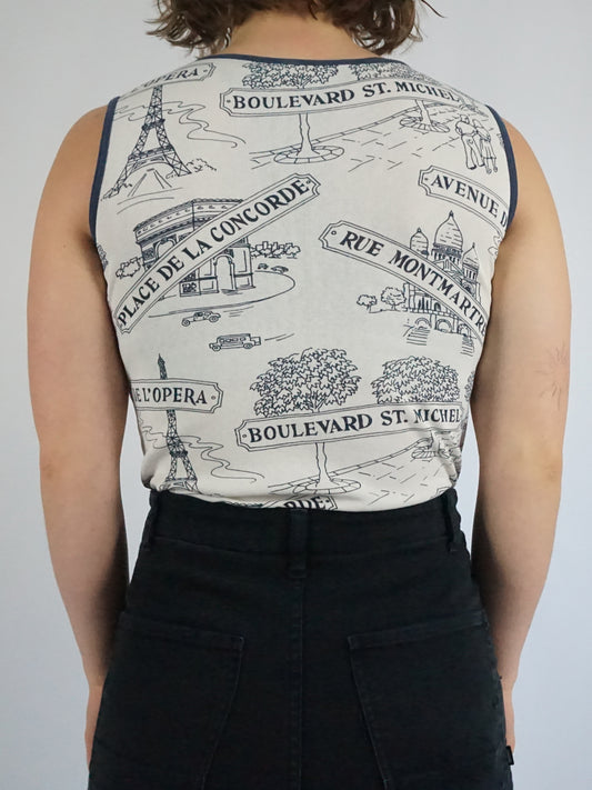 Paris Themed Vest Top - S