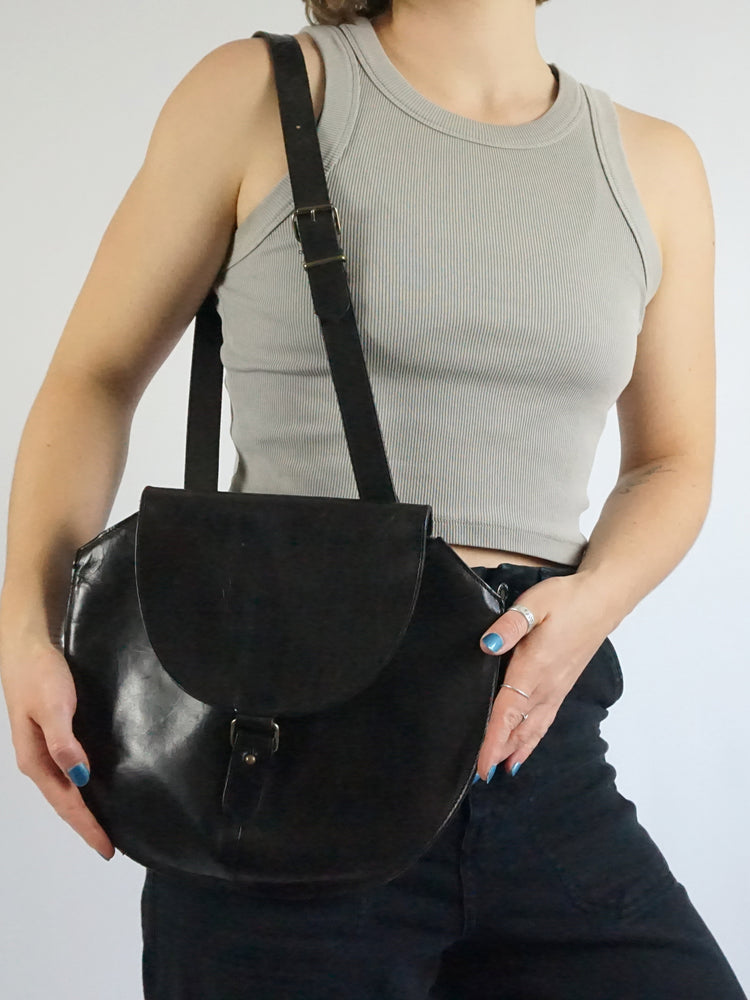 Black Leather Satchel Bag
