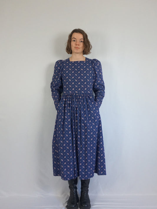 Laura Ashley Navy Blue Dress - M