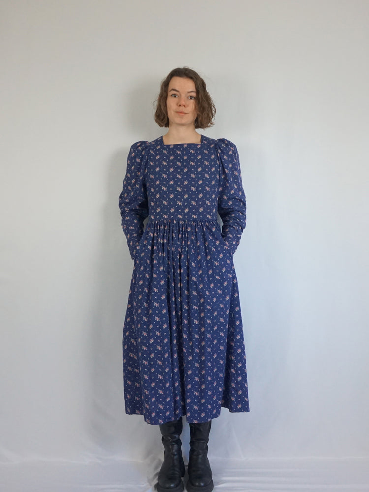 Laura Ashley Navy Blue Dress - M