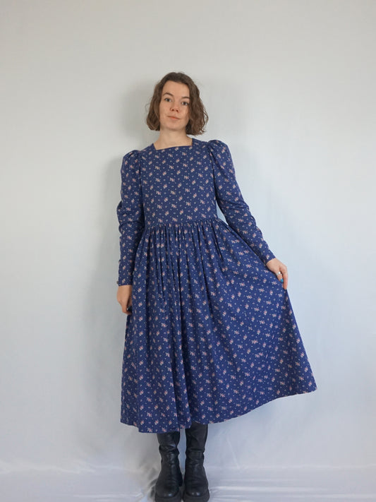 Laura Ashley Navy Blue Dress - M