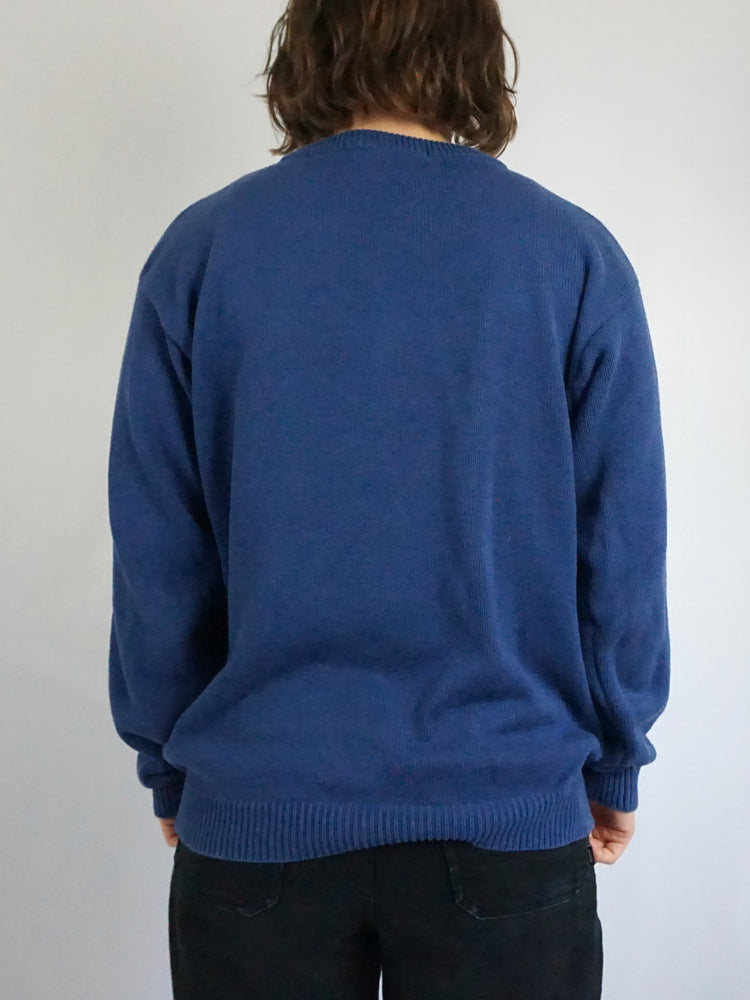 Blue Cotton Leaf Jumper - M