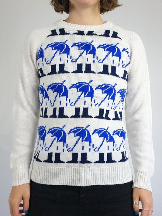 Umbrella & Welly Boots Jumper - S