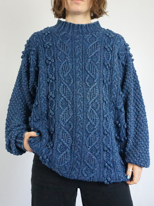 Blue Chunky Cotton Jumper - XL