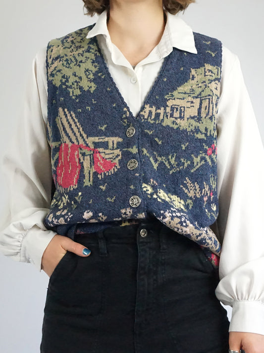 Cottage Scene Vest - L