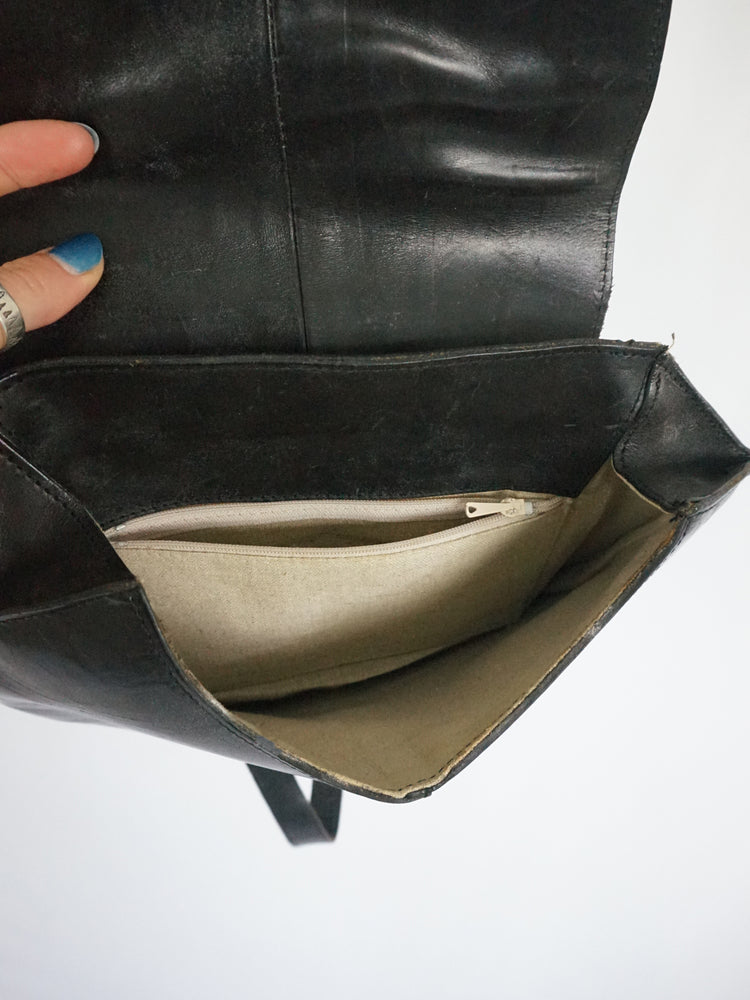 Black Leather Satchel Bag