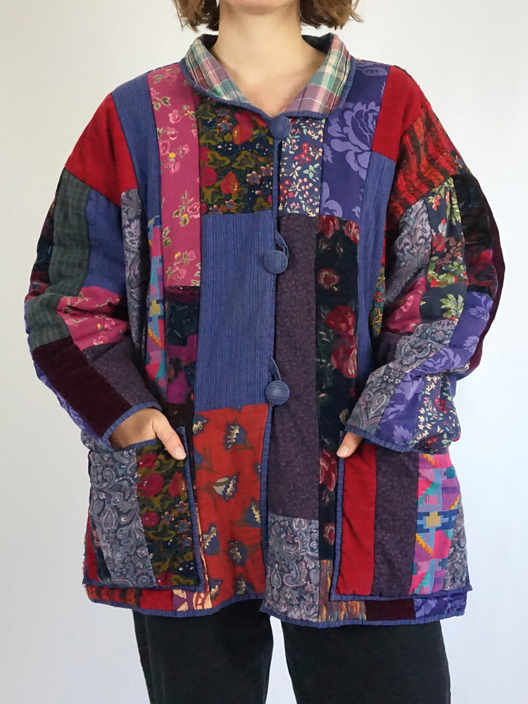 Autumnal Patchwork Quilted Jacket - XL