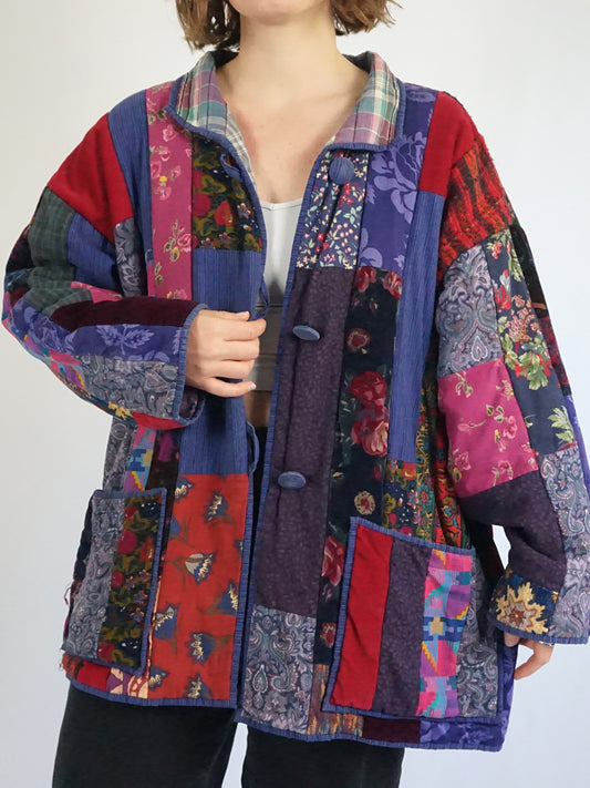 Autumnal Patchwork Quilted Jacket - XL