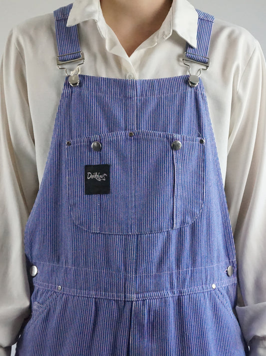 Pink & Blue Pinstripe Dungarees - L