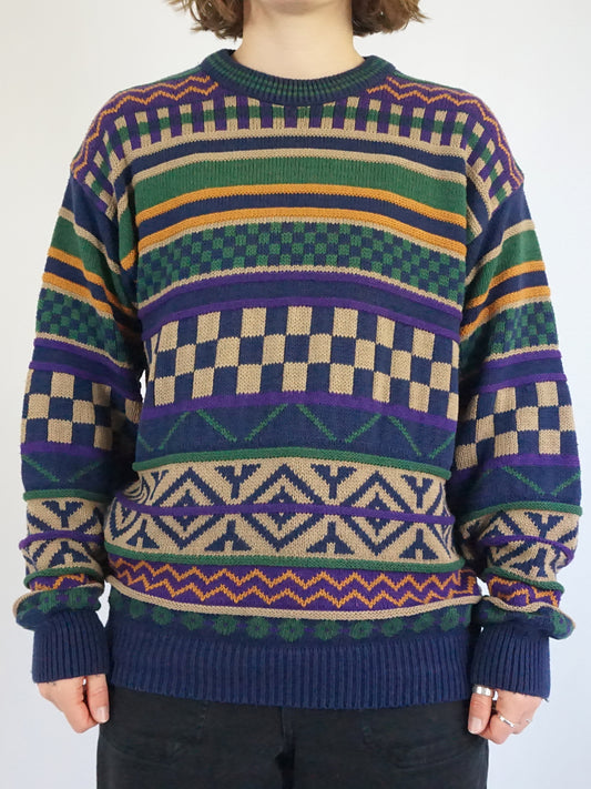 Funky Patterned Cotton Jumper - L