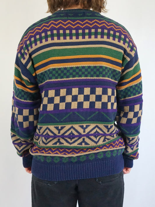 Funky Patterned Cotton Jumper - L