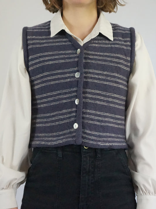 Purple Striped Sweater Vest - S