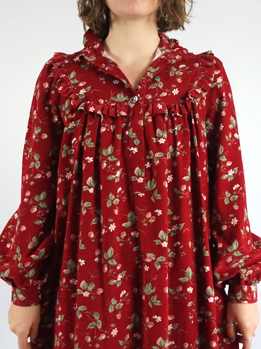 Laura Ashley Strawberry Corduroy Dress - M