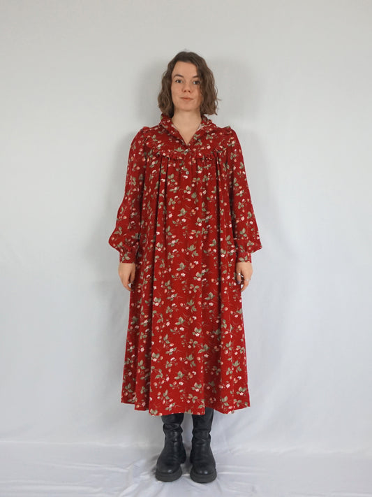 Laura Ashley Strawberry Corduroy Dress - M