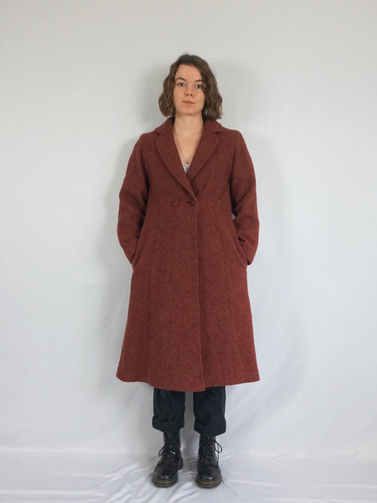Burgundy Wool Trench Coat - S